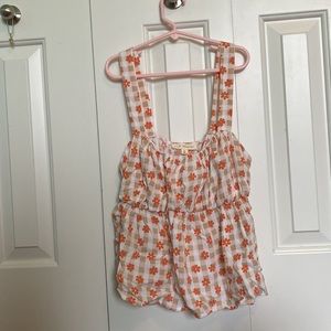 cute pastel flower plaid top